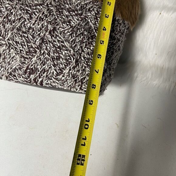 Murval Paris brown & Beige knit with faux fur small tote bag double hand… - Picture 5 of 11